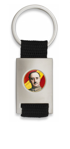 Llavero con forma de rectángulo bañado en cromo con cinta negra