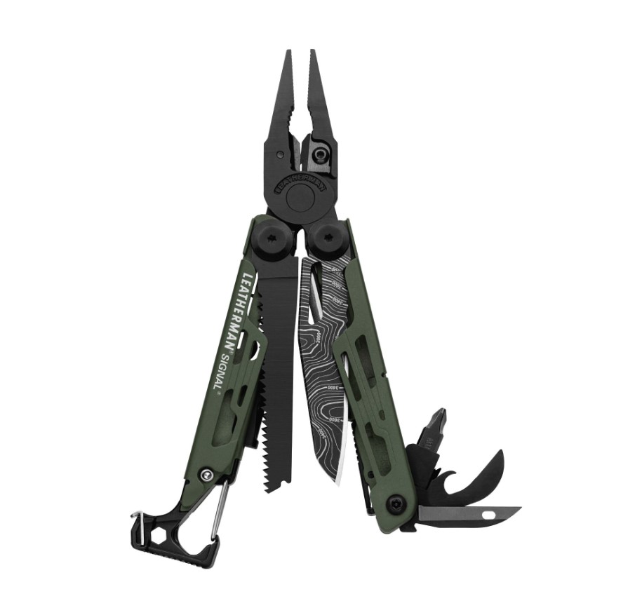 Multiherramienta Leatherman Signal verde y negra con 19 usos