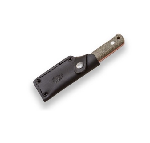 Erizo TS1 Full-Tang-Messer mit Micarta-Canvas-Griff und Lederscheide