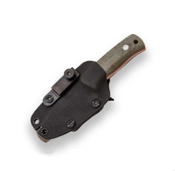 Cuchillo enterizo Erizo TS1 con mango de micarta canvas y funda de kydex