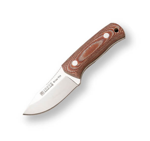 Cuchillo enterizo Erizo TS1 con mango de micarta marrón y funda d...