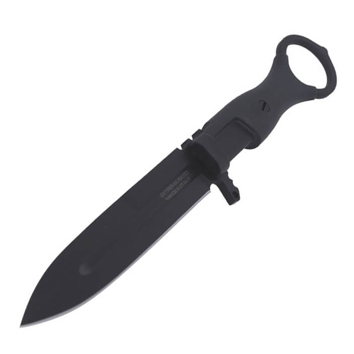 Faca de combate Extreme Ratio Misericordia Black com cabo FRN e lâmina de 118 mm