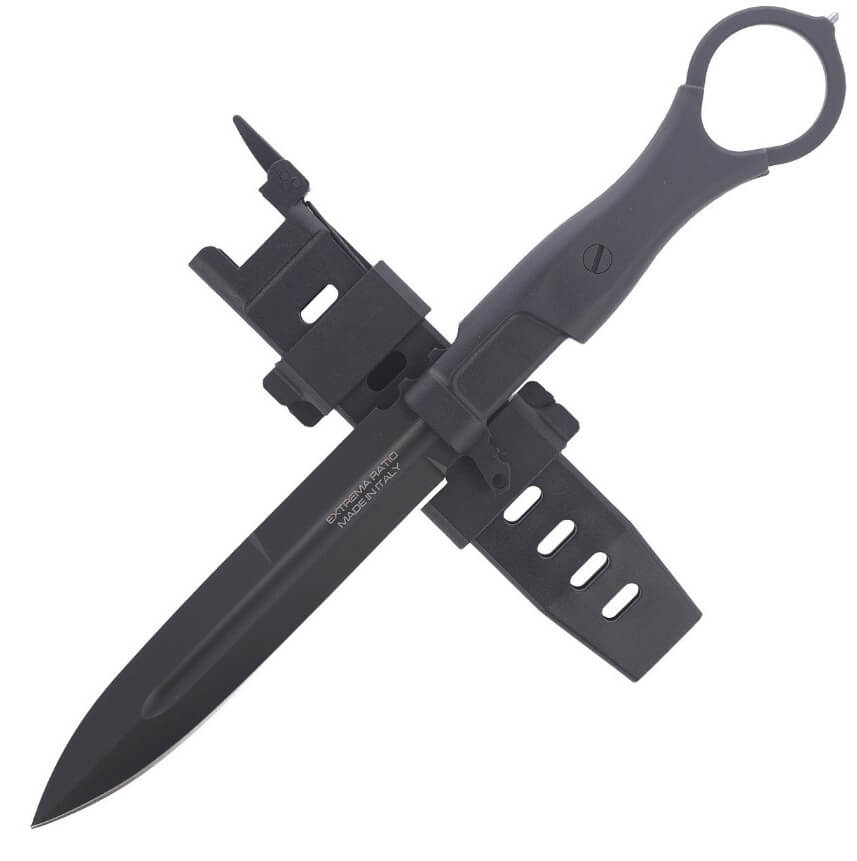 Faca de combate Extreme Ratio Misericordia Black com cabo FRN e lâmina de 118 mm