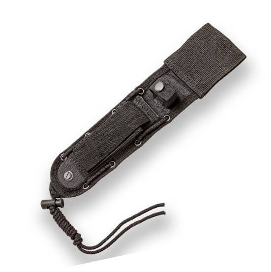 Cuchillo de supervivencia JKR con mango de goma y hoja de 14.5 cm con recubrimiento de titanio