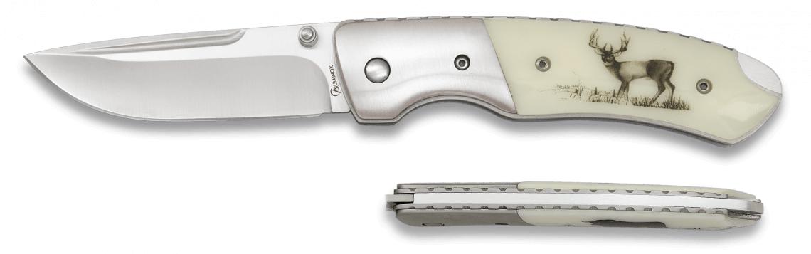 Navaja Albainox Deluxe Ciervo con mango de acero-ABS, bloqueo tra...