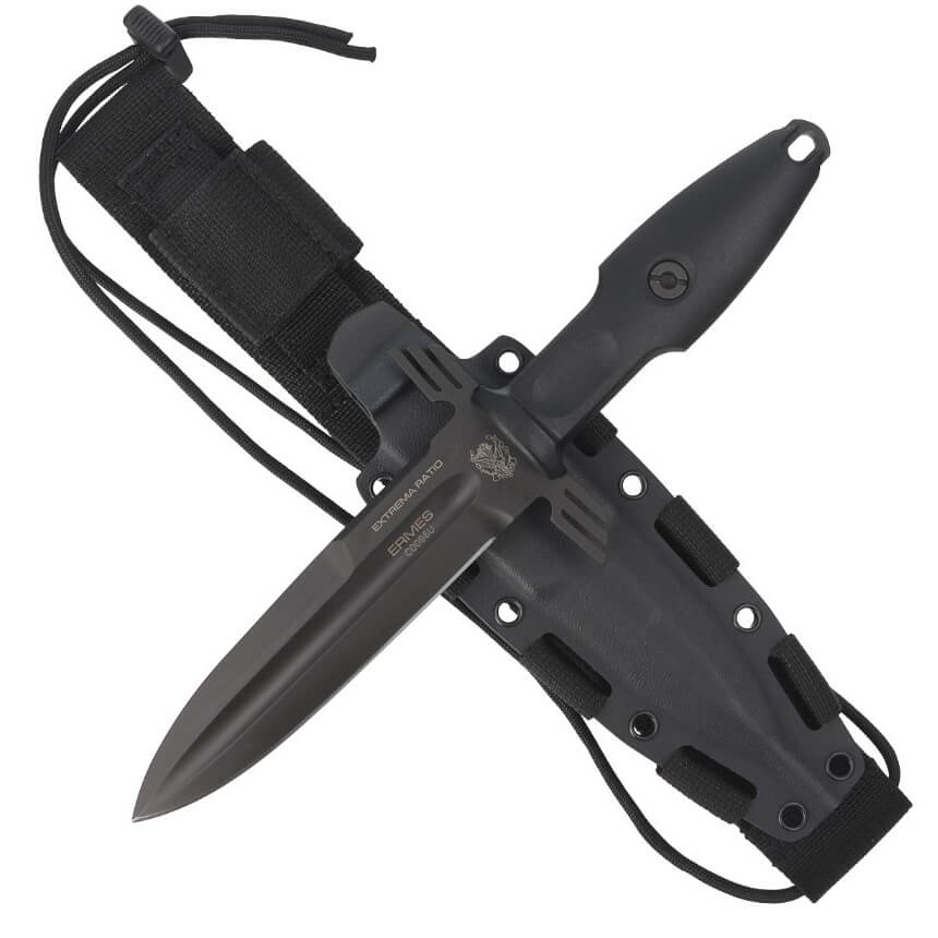 Cuchillo táctico Ermes Operativo Black de Extrema Ratio. Hoja de 14 cm y mango de FRN. Funda kydex.