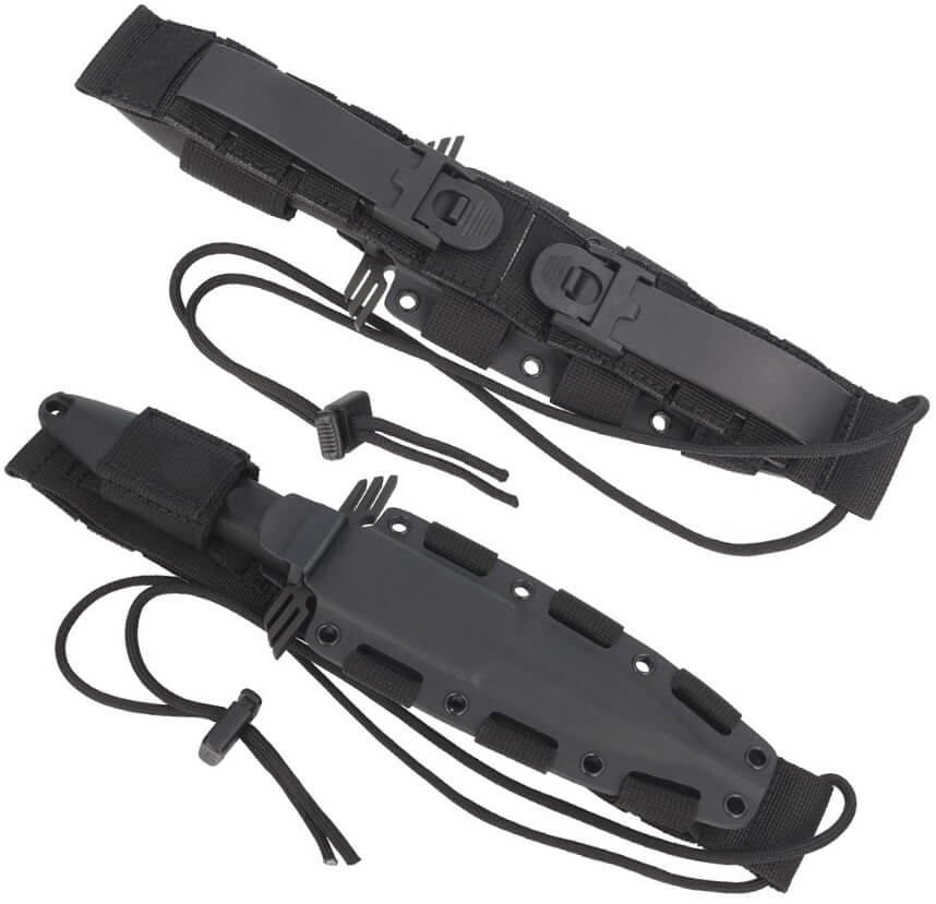 Cuchillo táctico Ermes Operativo Black de Extrema Ratio. Hoja de 14 cm y mango de FRN. Funda kydex.