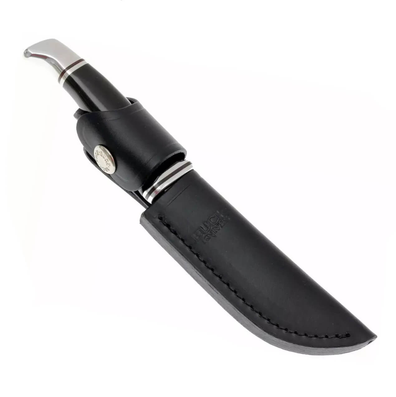 Cuchillo de caza con hoja fija de 9.8 cm Buck Woodsman 102 con mango de phenol negro 0102BKS