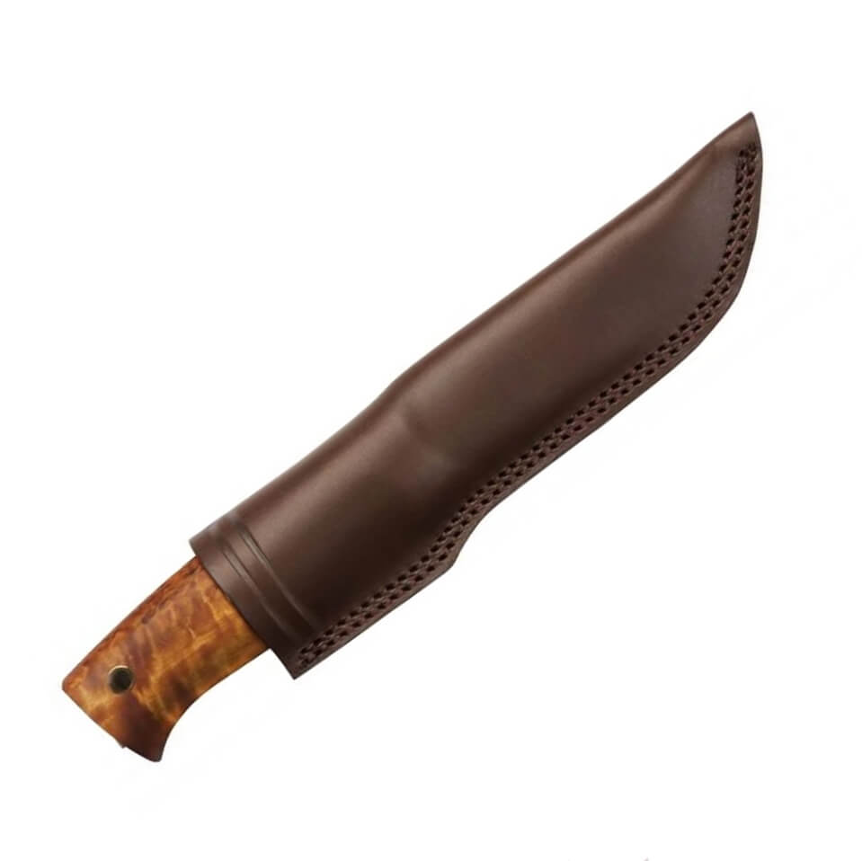 Helle Temagami 301 Carbon Bushcraftmesser mit Birkenholzgriff und dreifach laminierter Kohlenstoffstahlklinge