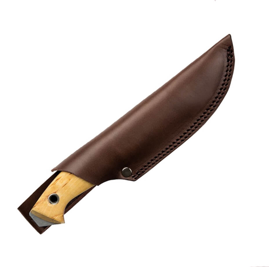 Cuchillo bushcraft Helle Utvaer 600 con mango de madera de abedul y fibra volcánica