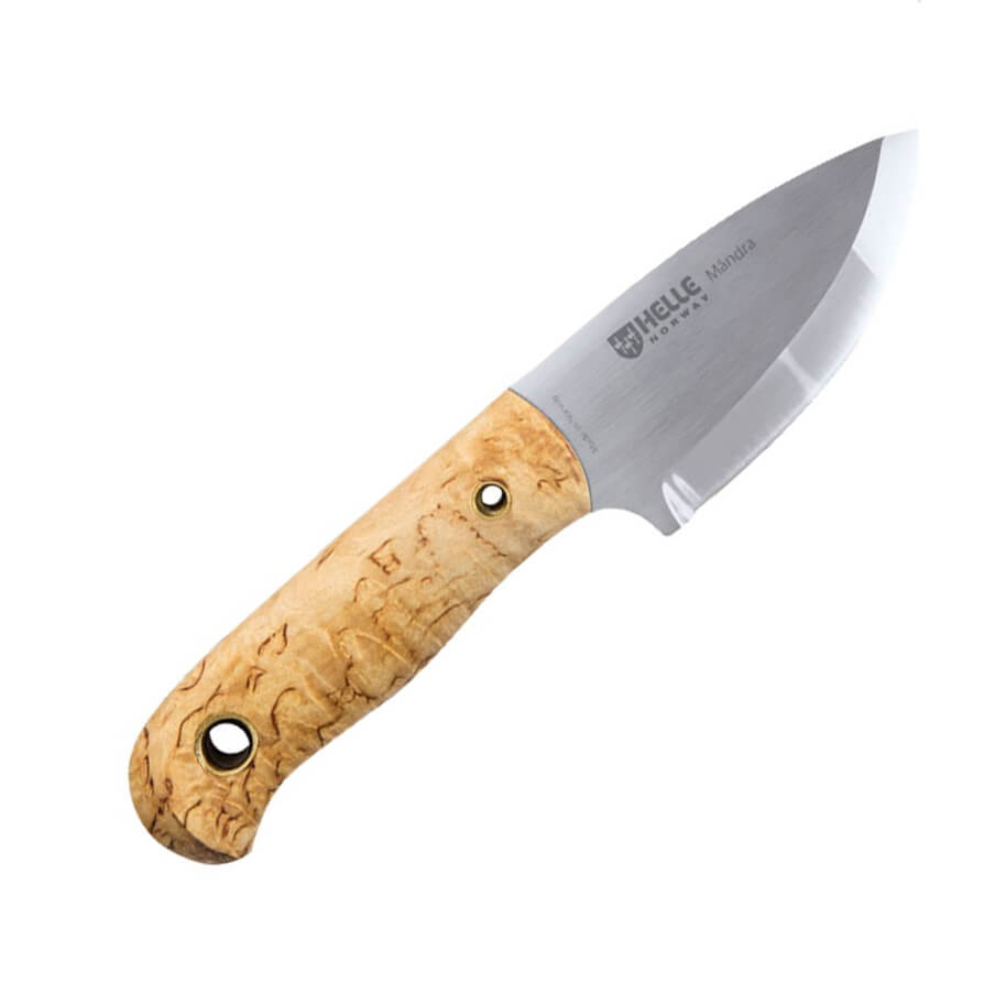 Cuchillo bushcraft Helle Mandra 620 con mango de madera de abedul...