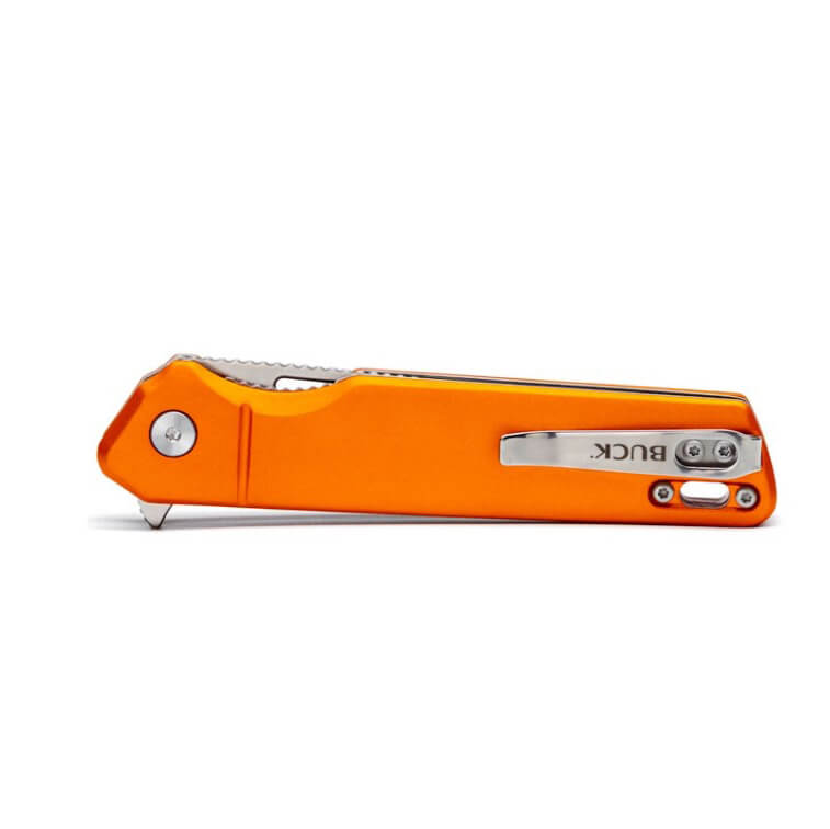 Couteau de poche EDC Buck Infusion avec manche en aluminium orange et lame drop point 0239ORS