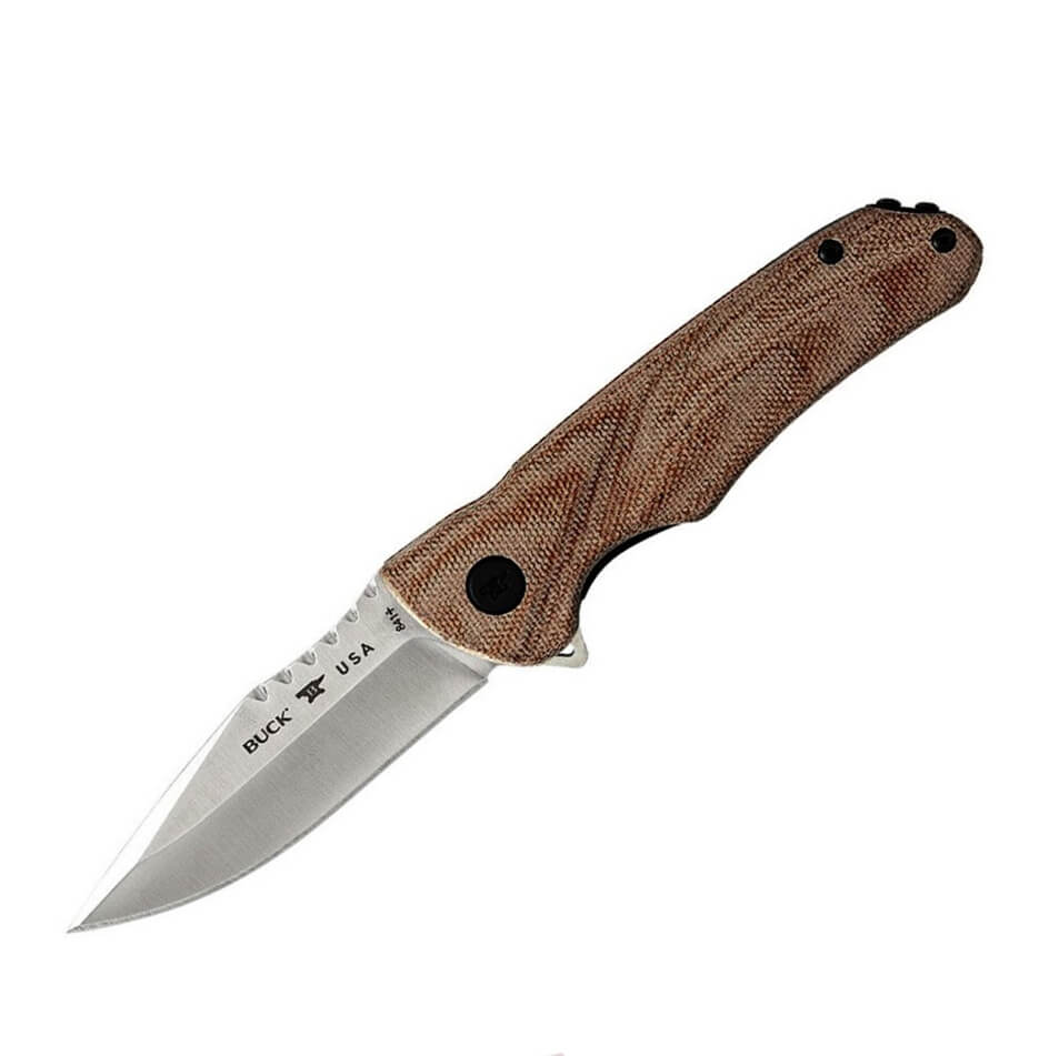 Navaja EDC Buck sprint OPS Pro micarta marrón claro con hoja de 7...