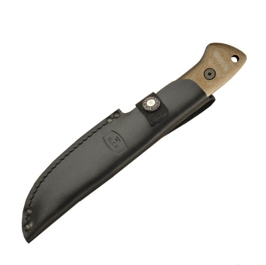 Couteau tactique Buck Compadre Camp knife avec manche en micarta et lame en acier Spring 5160 noir