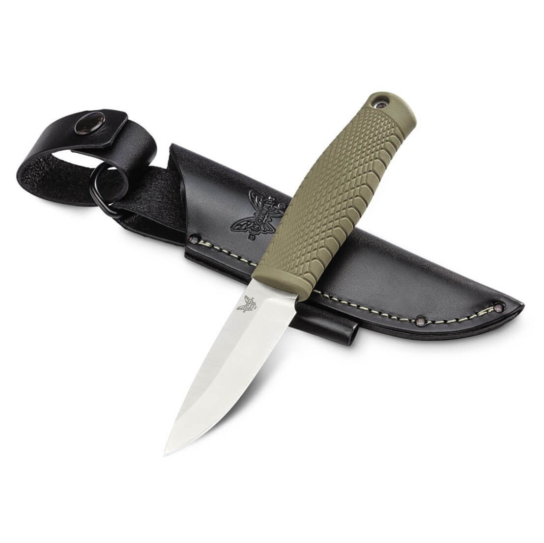 Benchmade cuchillo Puukko 200 con mango de Santoprene verde