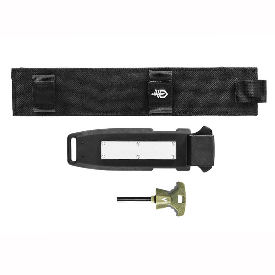 Cuchillo táctico Gerber survival fixed serrated 30-001830 con mango de plástico y goma negra