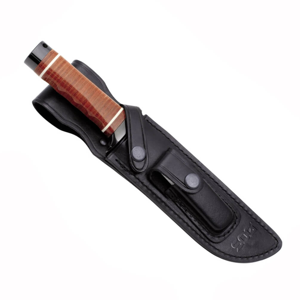 Couteau de chasse SOG Bowie 2.0 S1T-L avec étui en cuir noir et lame en acier AUS-8