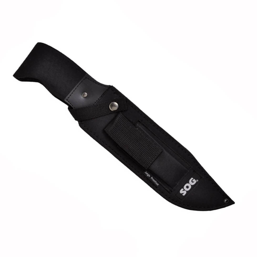 Machete táctico SOG Jungle Primitive con mango de Kraton negro y hoja negra F03TN-CP