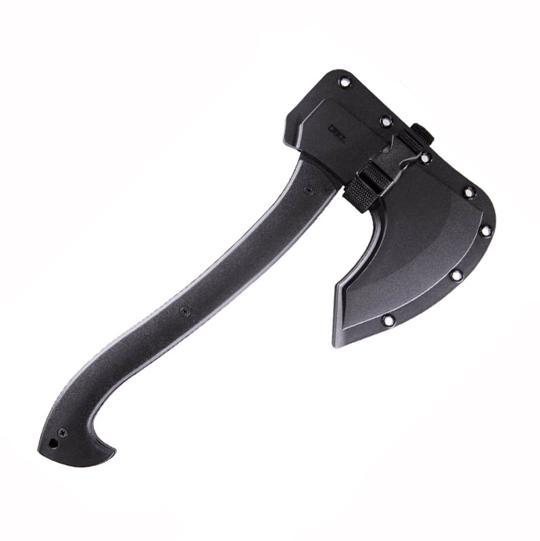 Hache tactique CRKT SKEGGOX 2917 avec lame en acier au carbone SK-5 noir et étui multi-positions