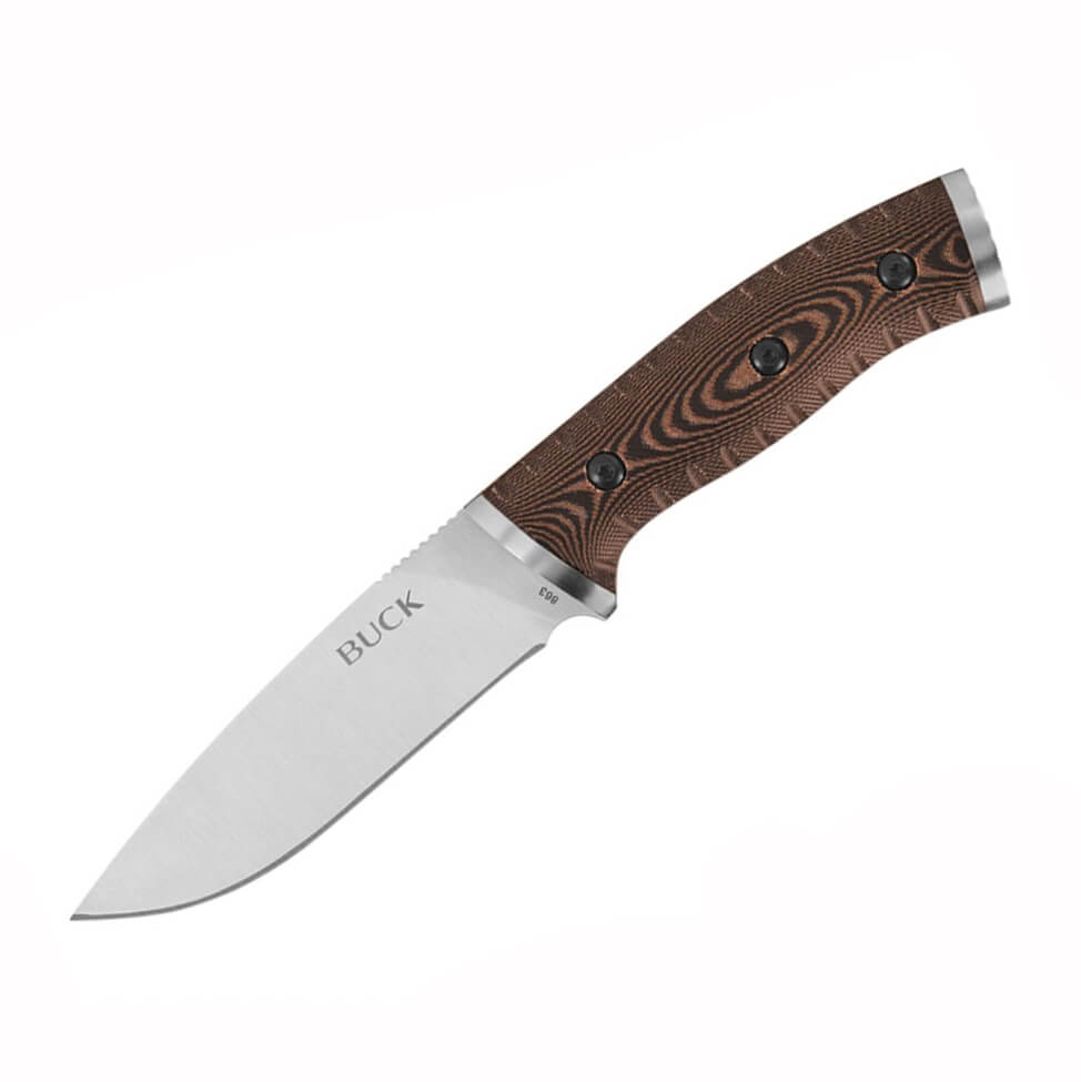 Cuchillo táctico Buck Selkirk con mango de micarta marrón y funda...