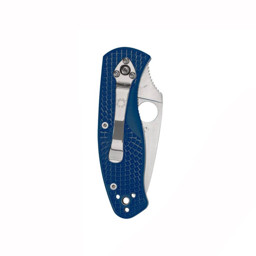 Couteau de poche Spyderco Persistence FRN Blue et lame en acier CPM-S35VN à bord dentelé C136SBL