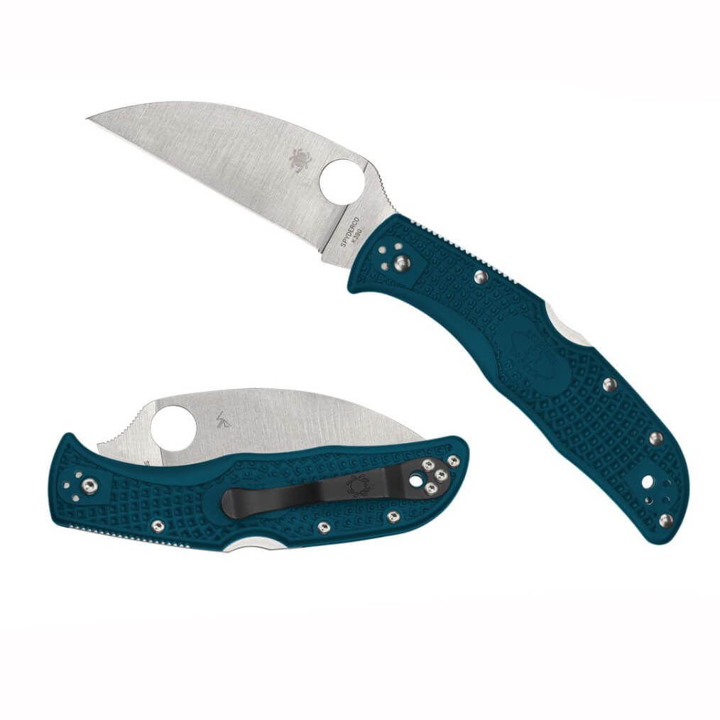 Navaja táctica Spyderco Endela Wharncliffe con cachas de Nylon FRN azul y hoja de acero K390 C243FPWK390