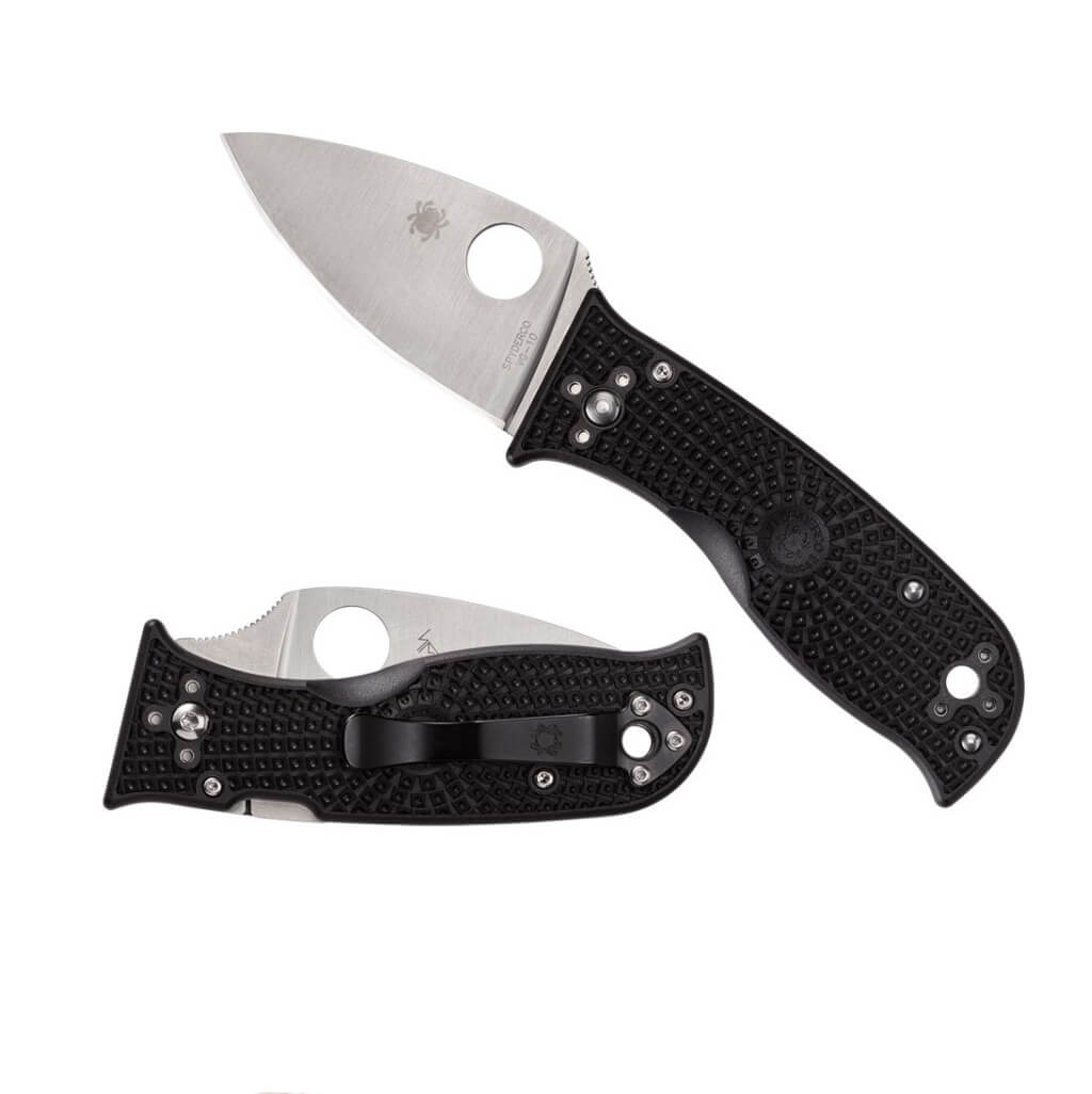 Couteau de poche Spyderco Lil Temperance 3 avec manche FRN noir et bord plat C69PBK3