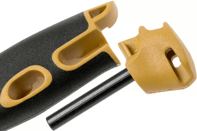 Cuchillo bushcraft Morakniv Companion Spark Yellow de 10,4 cm con pedernal.