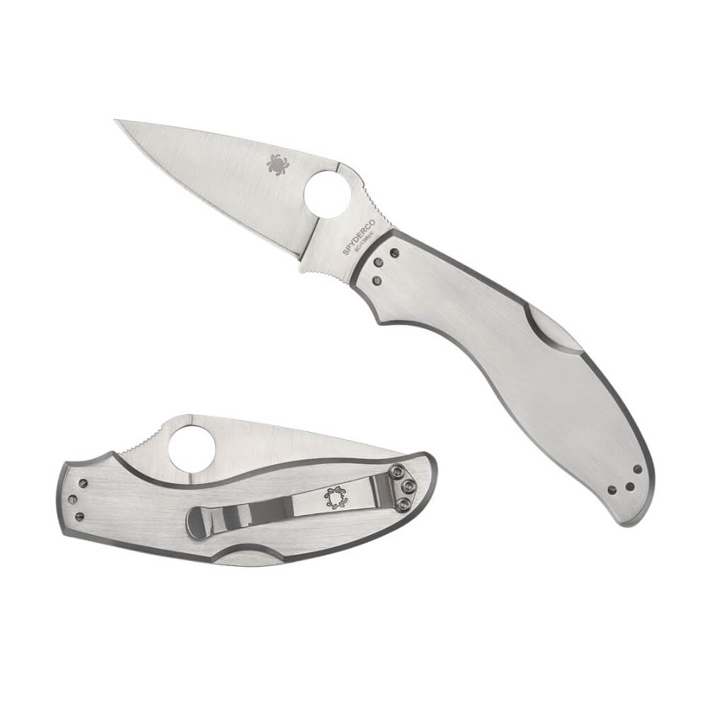 Navaja Spyderco Uptern SS con mango de acero inoxidable y hoja plana de acero 8Cr13MoV