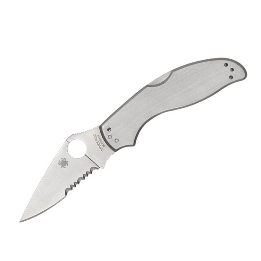 Navaja Spyderco Uptern SS Combo con mango de acero inoxidable y h...