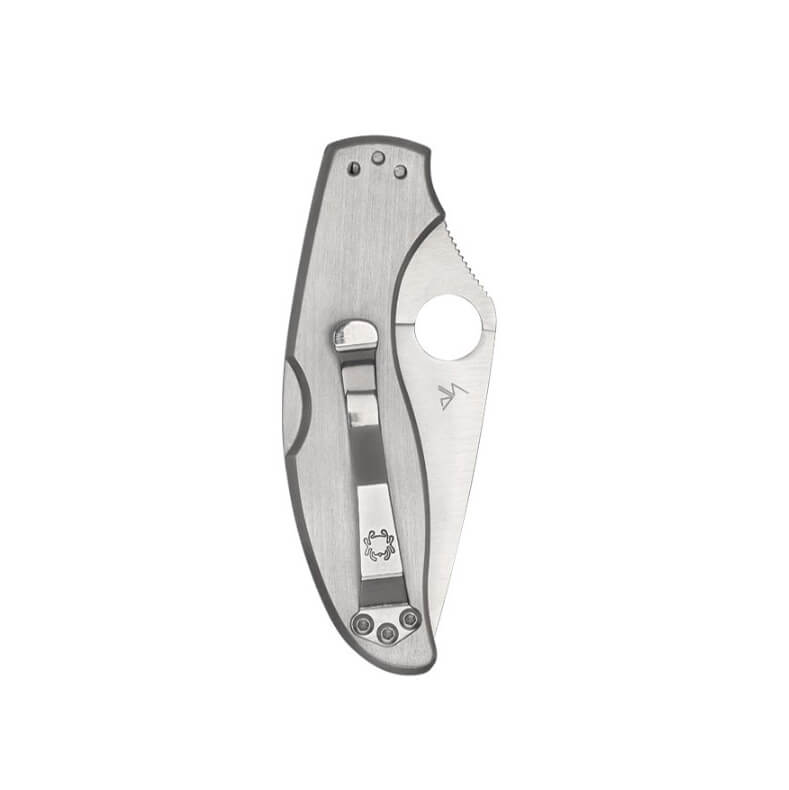 Navaja Spyderco Uptern SS Combo con mango de acero inoxidable y hoja de acero 8Cr13MoV con CombinationEdge