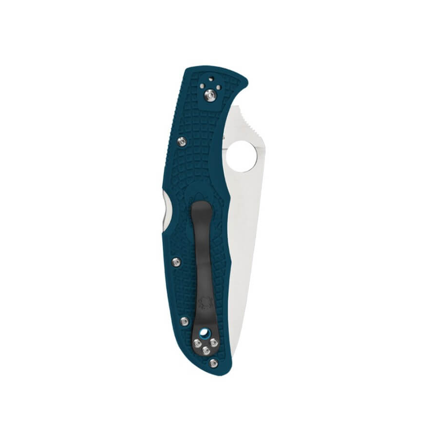 Navaja Spyderco Endura 4 con mango de FRN azul y hoja serrada de acero K390 C10FSK390