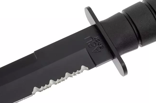 Faca tática Ka-Bar Kraton G Tanto 1245 - lâmina parcialmente serrilhada de 20 cm e bainha kydex