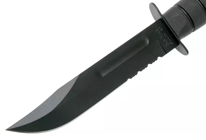 Couteau tactique Ka-Bar Kraton G 1212 - Lame partiellement dentelée de 18 cm et étui en cuir