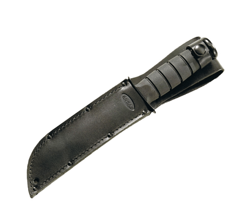 Couteau tactique Ka-Bar Kraton G 1212 - Lame partiellement dentelée de 18 cm et étui en cuir