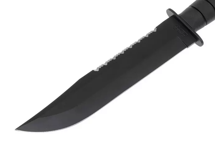 Cuchillo táctico Ka-Bar Kraton G Big Brother 2211 - Hoja de 23,8 cm parcialmente dentada y funda de cuero