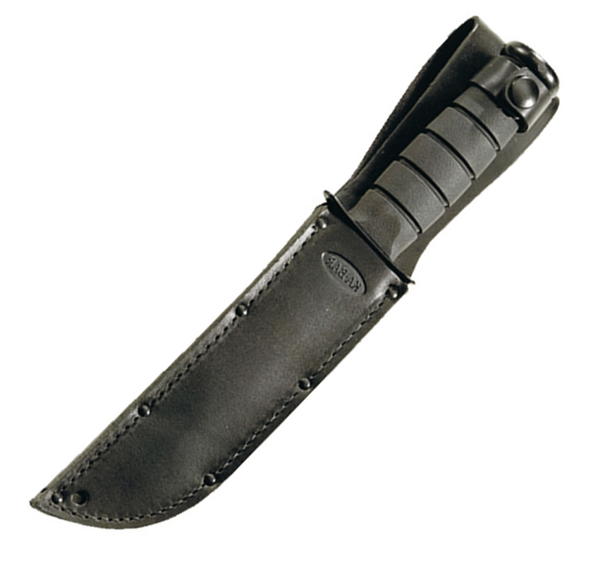Cuchillo táctico Ka-Bar Kraton G Big Brother 2211 - Hoja de 23,8 cm parcialmente dentada y funda de cuero