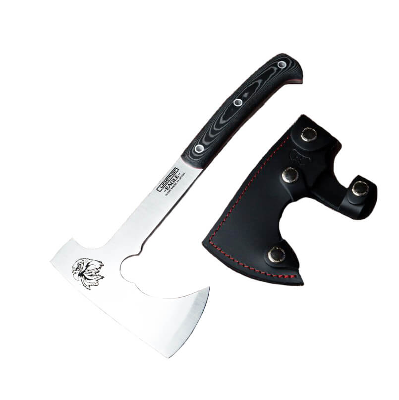 Hacha Cudeman Eagle con mango de micarta negra y hoja de acero Böhler N695