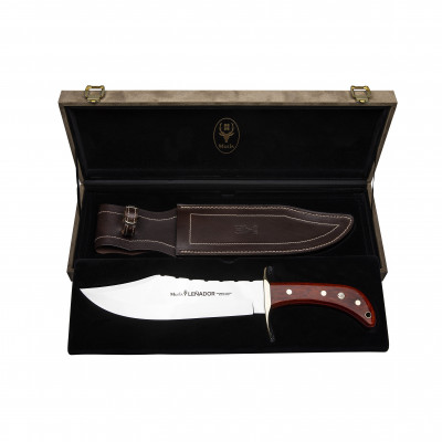 Cuchillo de caza Muela Leñador con hoja de 25 cm y mango de madera roja con estuche de presentación Leñador-25R