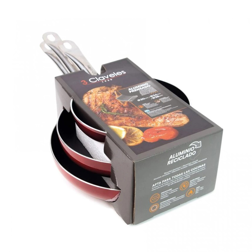 Set de 3 sartenes Red Special 3 Claveles 20 - 24 - 28 cm