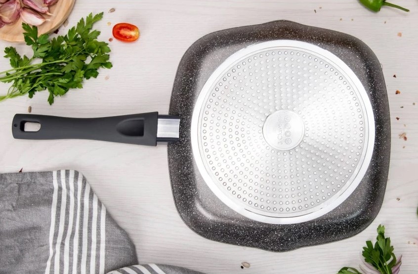 Poêle Grill Antiadhésive 28x28x4,5 cm 3 Claveles Grey