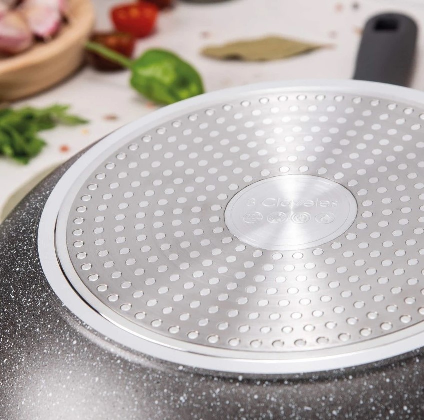 Wok Antiadherente 28 cm 3 Claveles Grey con mango soft touch
