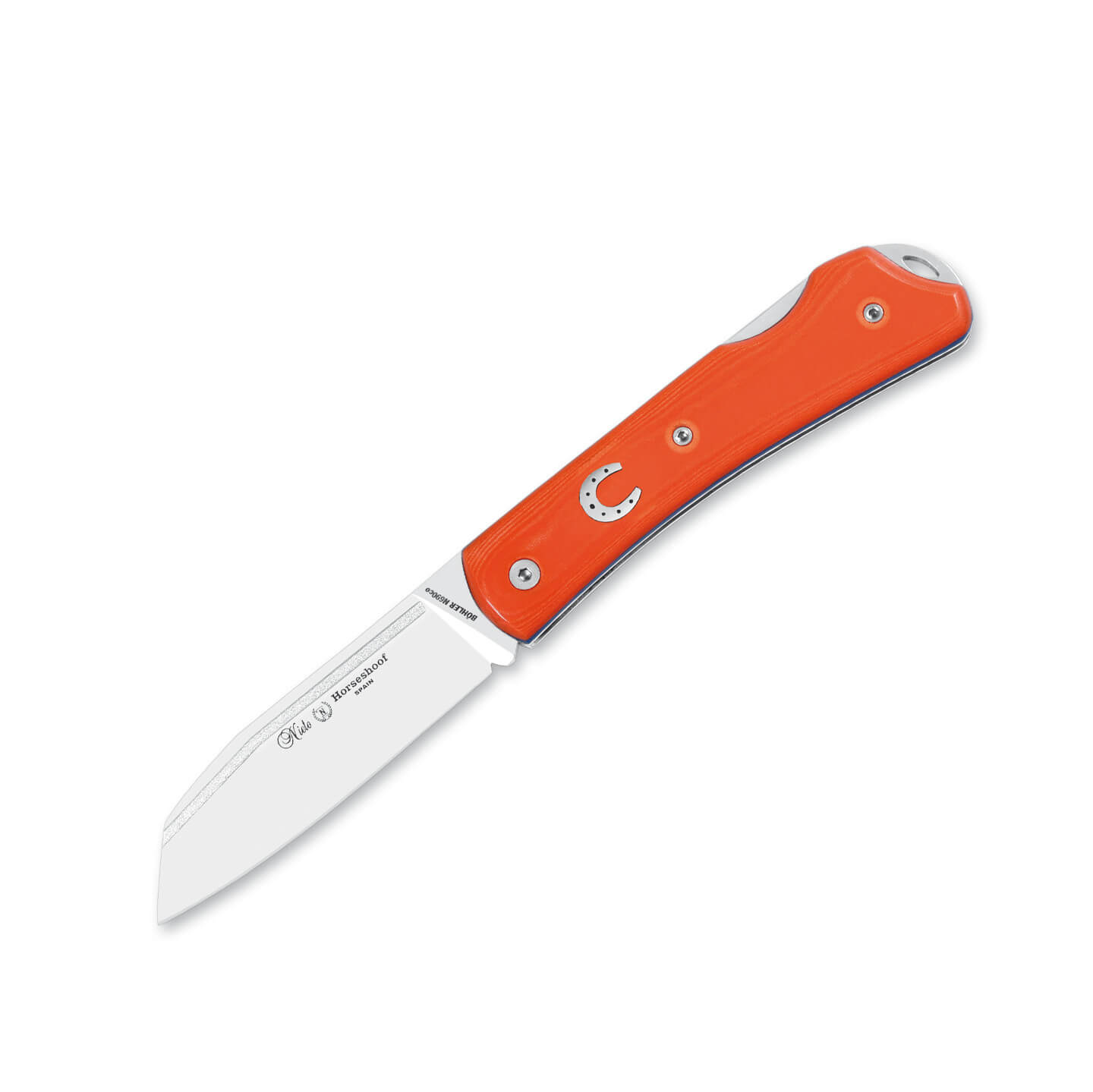 Navaja Nieto Horseshoof con mango de micarta fluor naranja con ho...