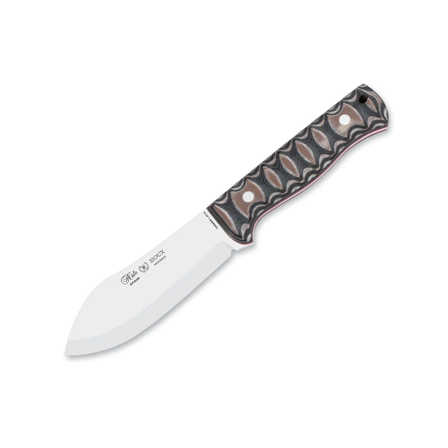 Cuchillo táctico Nieto Sioux Nessmuk con mango de katex marrón y ...