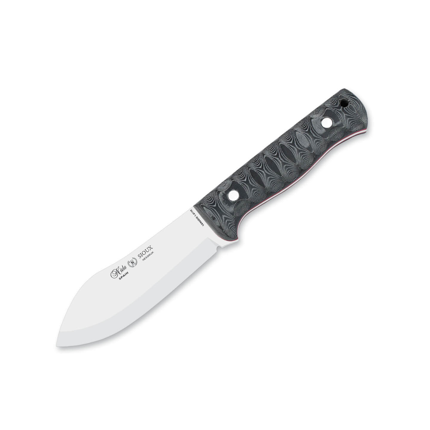 Cuchillo de caza Nieto Sioux Nessmuk con mango de mikarta negra y...