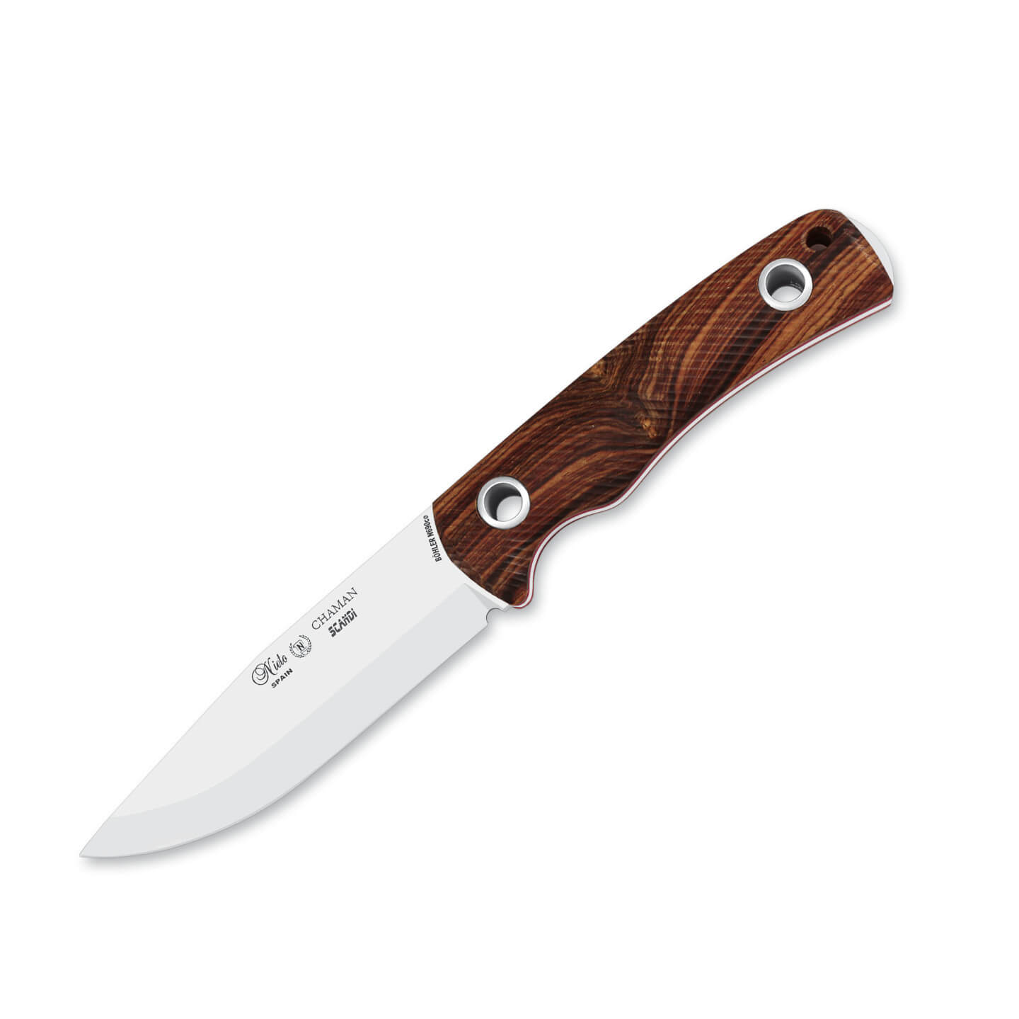 Cuchillo táctico Nieto Chamán Scandi con mango de cocobolo con ho...