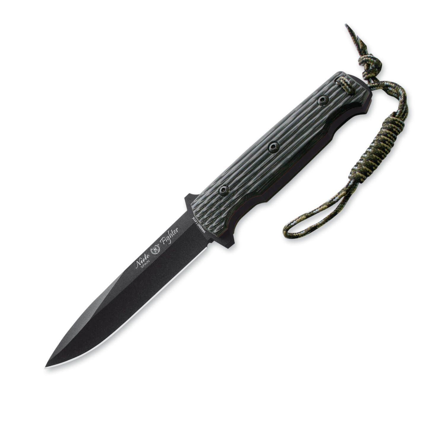 Nieto Fighter taktisches Messer mit schwarzem Micarta-Griff und 1...