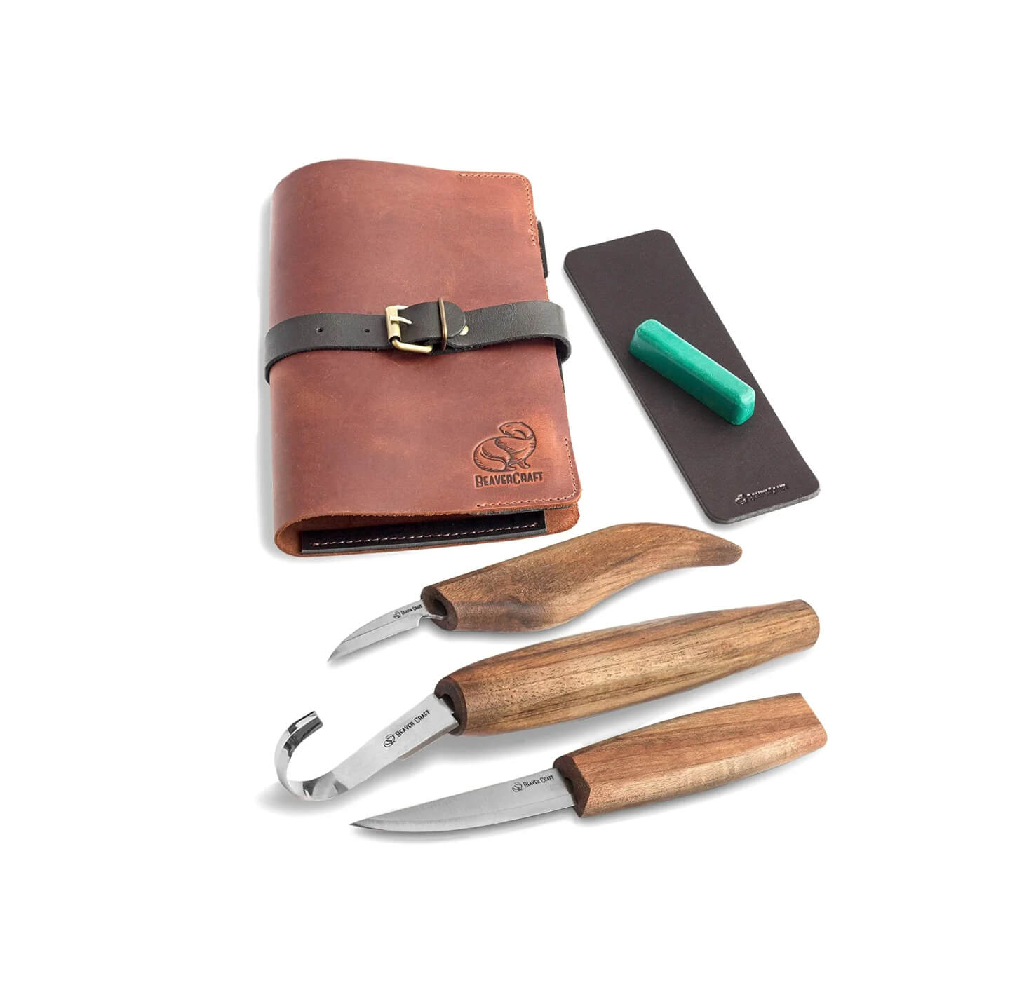 Set de cuchillos de tallar con mango de madera de nogal BeaverCra...