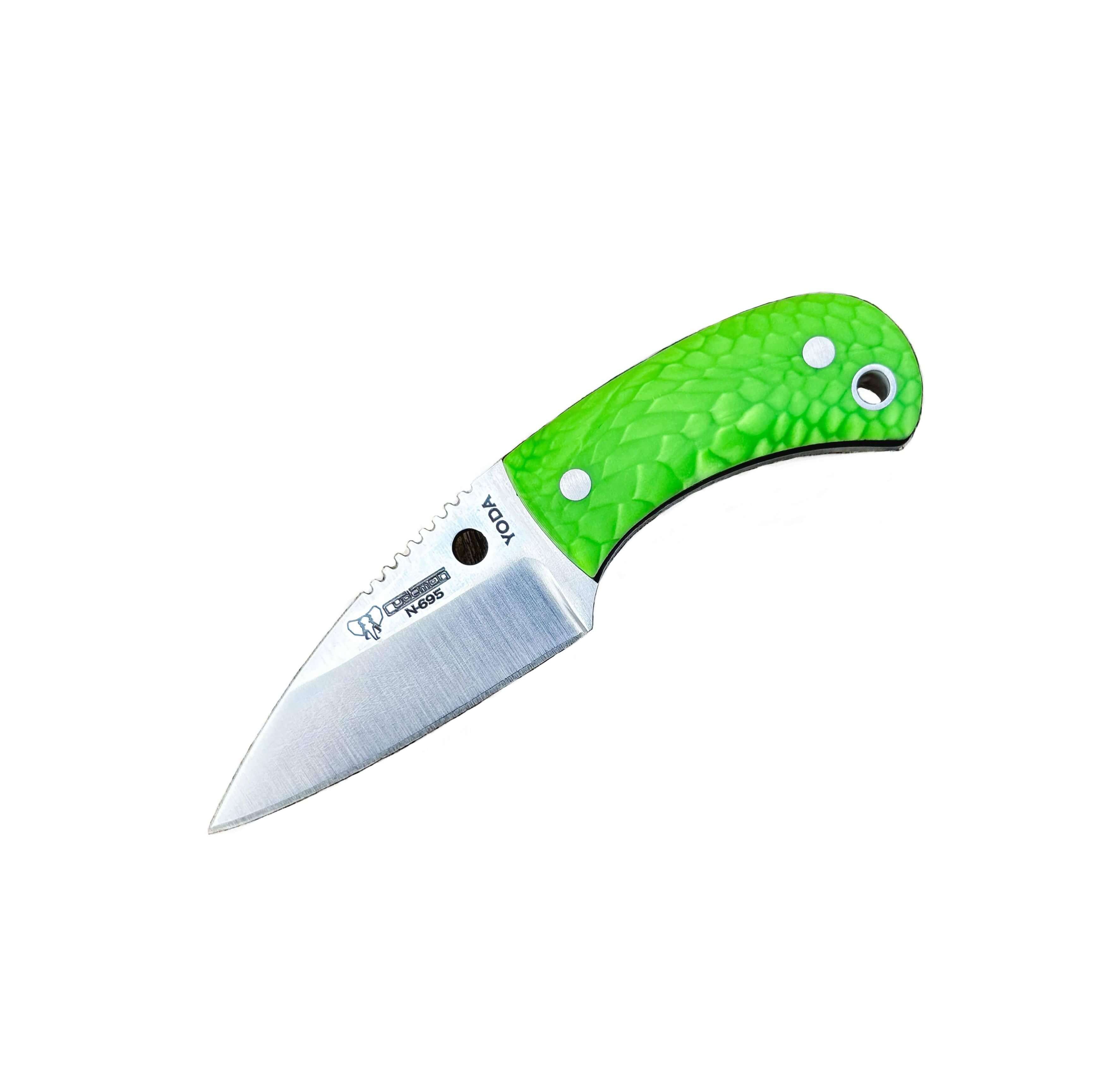 Cuchillo Yoda Verde de Cudeman con funda de cuero