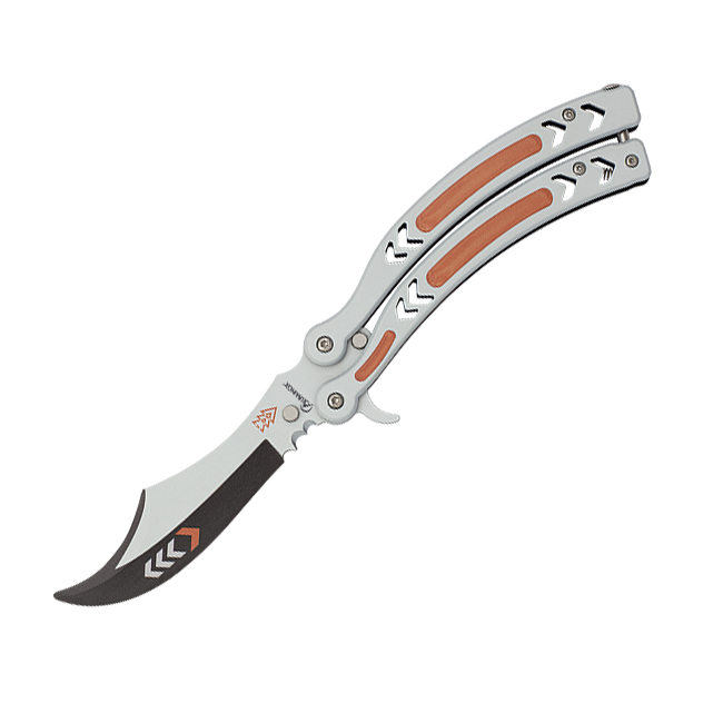 Navaja mariposa de entrenamiento con hoja curva de 10 cm